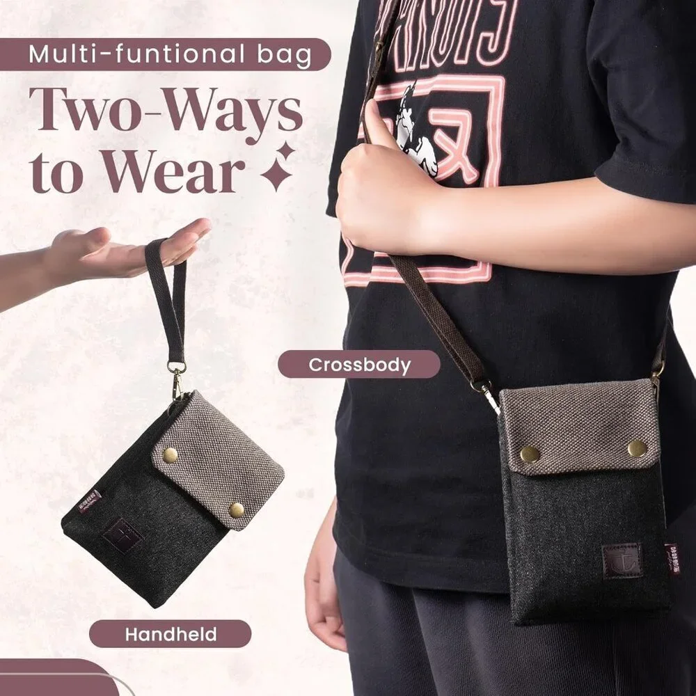 Small Canvas Crossbody Cell Phone Purse with Adjustable Strap Travel Wallet